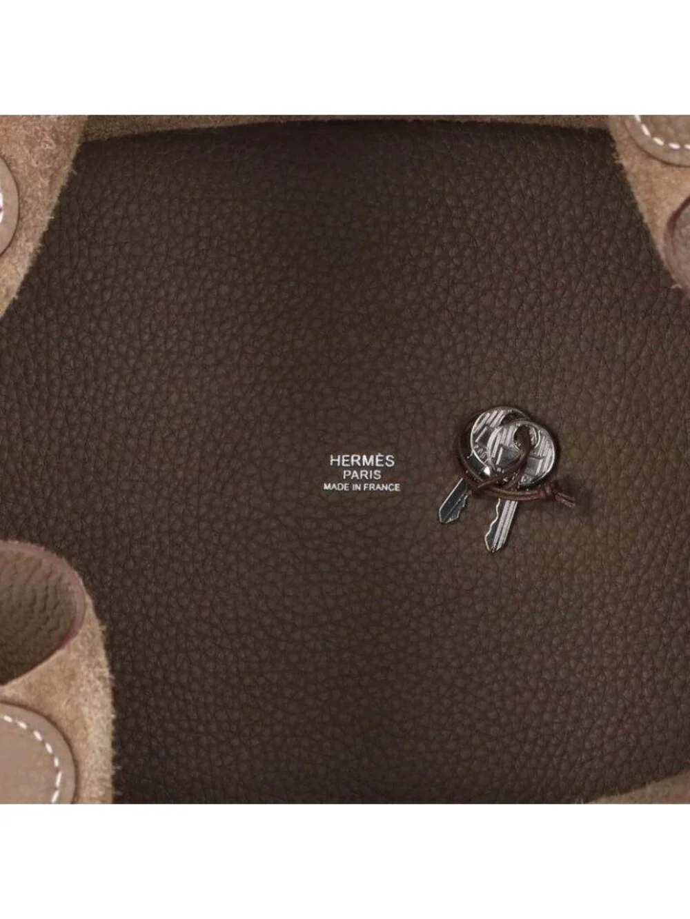 Hermes Picotin Lock MM Silver Taurillon Clemence Etoupe Handbag MM